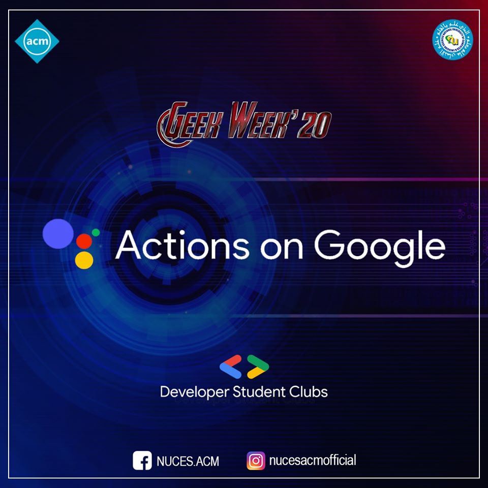 nucesacm's tweet photo. Developer Student Club FAST Lahore, in collaboration with NUCES ACM, is conducting a workshop that will teach you how to perform certain actions on Google console through code labs and we don't want you to miss it!
So, follow us to find out more!
#GeekWeek_20 #ACM #NUCES_ACM https://t.co/Vehv4N4Zrm