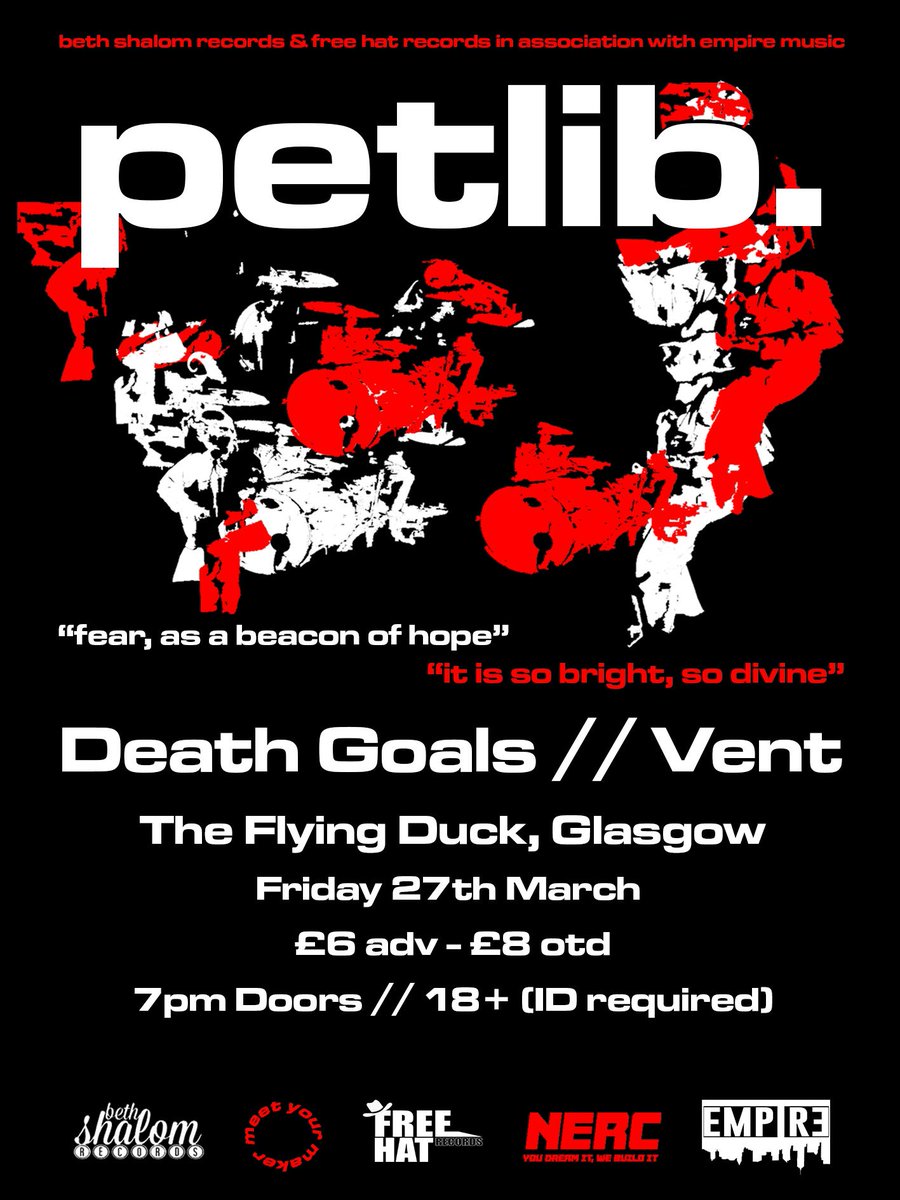 petlib_maker's tweet image. Glasgow - It’s been a while.

Very happy to be bringing Death Goals; the best band in the UK right now - along with us, and to be joined by the incredible @ventghc.

More shows to be announced in the next few weeks.