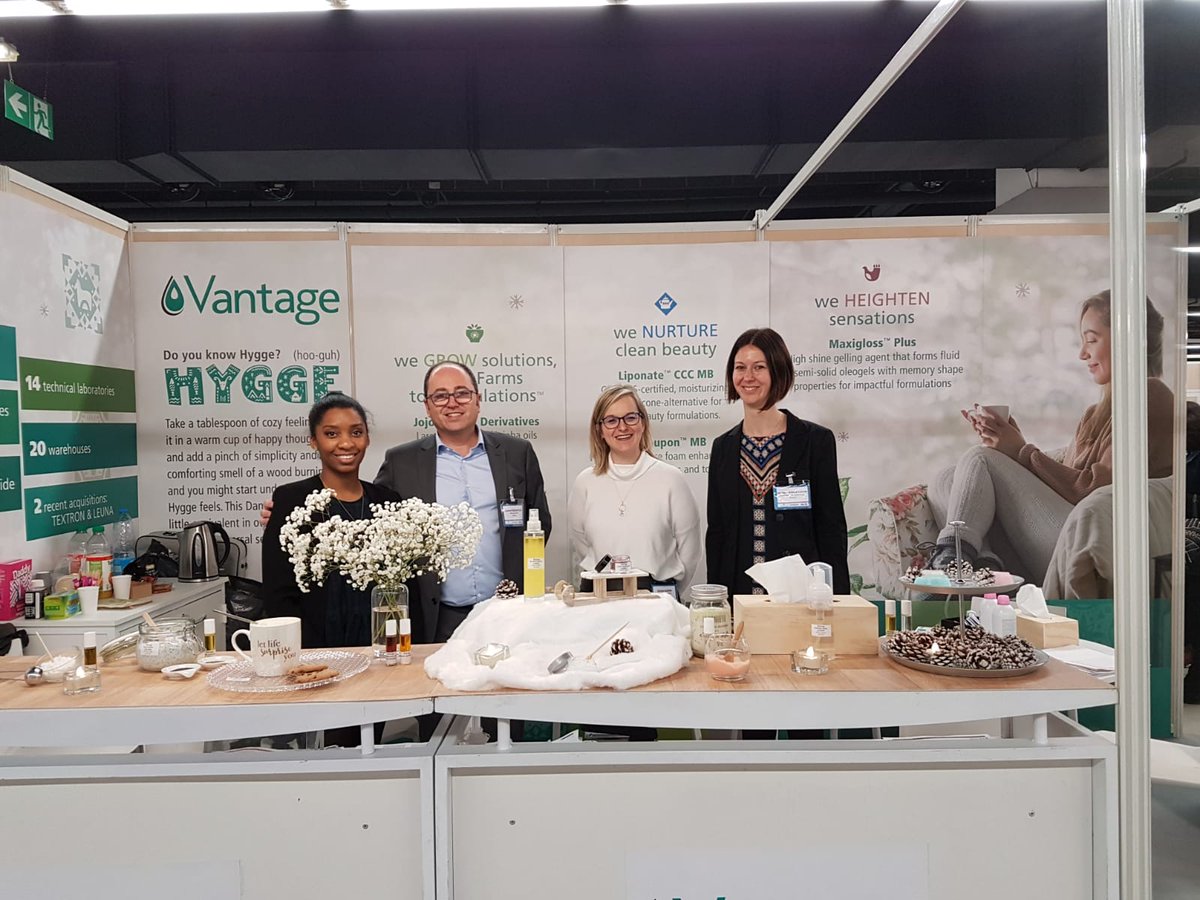 Vantage_Grp's tweet photo. Thank you to everyone who stopped by our booth at Cosmet'Agora! We enjoyed sharing the Hygge trend and showcasing our natural and sustainable ingredients! #Cosmetagora2020 #beauty #personalcare #cosmetics https://t.co/SHXXpBMDY0