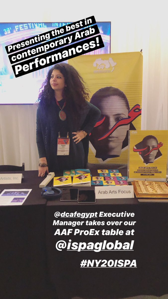 ArabArtsFocus's tweet photo. Presenting the best in contemporary Arab performances! 
Come drop by if you’re around! #NY20ISPA 

@DCAFEgypt Executive Manager Reem Allam takes over our ProEx Table at @ISPA_global https://t.co/gI1hxvM2Et