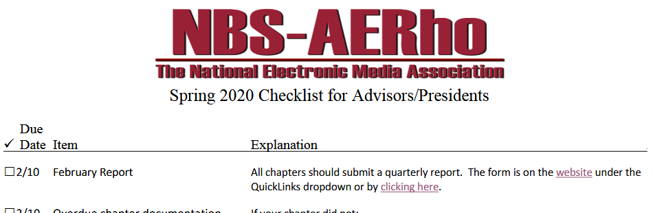 NBSAERho's tweet photo. All the dates you need in one easy checklist for Spring 2020! Check it out at https://t.co/1uQCMD4T8A under "Chapters" or "Quicklinks!" https://t.co/O7vb93rLgP