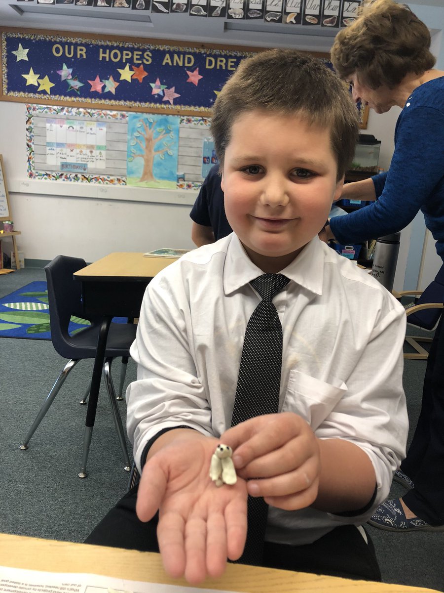 bes_sutton's tweet photo. Third graders made clay animals with Jeannie Connolly to compliment our Jan Brett author study. Students watercolored a setting, and wrote about problem and solution. https://t.co/zmncQDYCs0