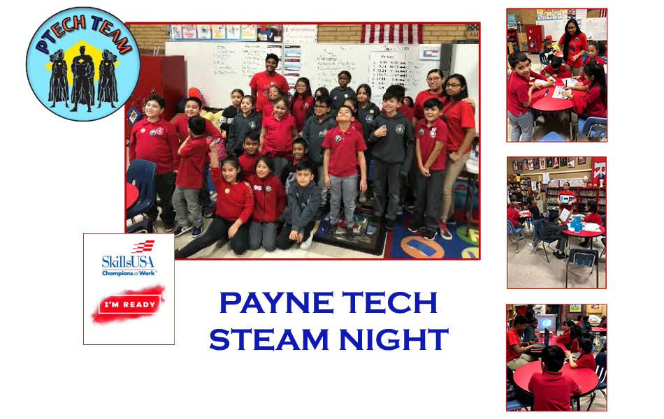NJSkillsUSA's tweet photo. Payne Tech SkillsUSA members, Christina Alli, Daniela Santos and Aiden Hernandez (Web Design) hosted a STEAM Night at a local elementary school as part of their community service efforts. Activities included Robotics, Coding and Graphics.#NJskillsusa #SkillsUSA #NJdoe #PayneTech https://t.co/C67dyX1hCy