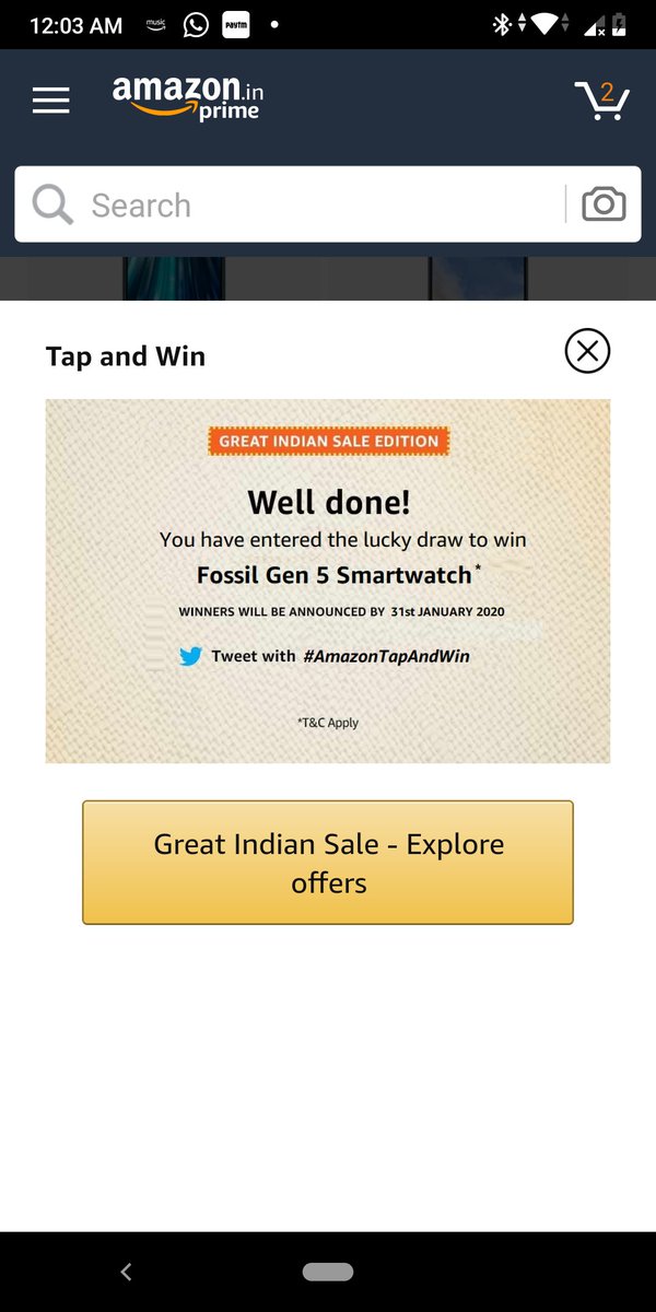 stark4098's tweet photo. #AmazonTapAndWin #amazontapandwin
#fossilgen5smartwatch #fossilwatch
#fossil
#AmazonPrime 
#AmazonGreatIndianSale https://t.co/1mzY5wFQVH