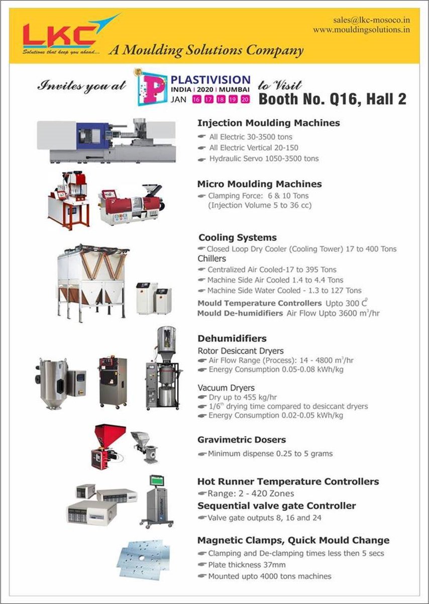 vismec_'s tweet photo. PLEASE VISIT OUR DISTRIBUTOR LKC FOR VISMEC DRYING AND LOADING EQUIPMENT AND MORE … 

STAND Q16, HALL 2 – PLASTIVISION MUMBAI – from 16 to 20 January 2020   #staytunedalways https://t.co/rUreoeS11T