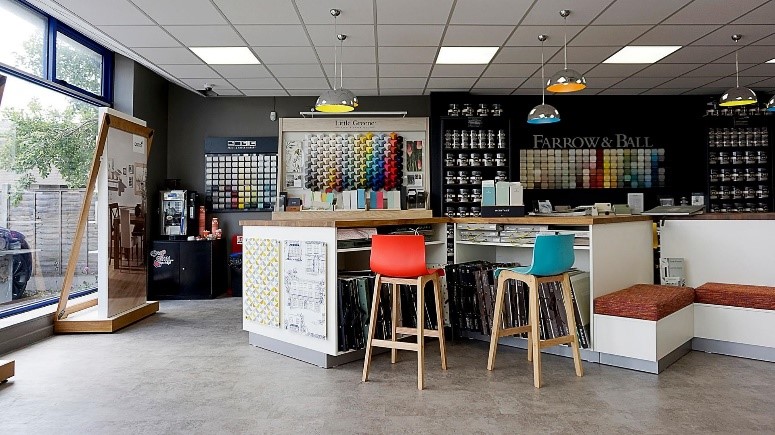 RippleGroupUK's tweet photo. We were recently asked to design Winterstoke Decorators new showroom 🎨
The brief included a 'comfortable consultation zone', 'quick service till', 'mixing desk' and 'relaxing wallpaper book bar' for browsing and colour matching.
What do you think? https://t.co/Cq8CdZSkX9