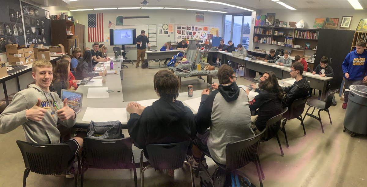 WahooHSARt's tweet photo. Myles gives this lesson “Two Thumbs Up!”   Art 2 students working on a still life composition and drawing activity.   ⁦@wahoopublic⁩ #ExcellenceEverywhere https://t.co/x3adDq5b6v