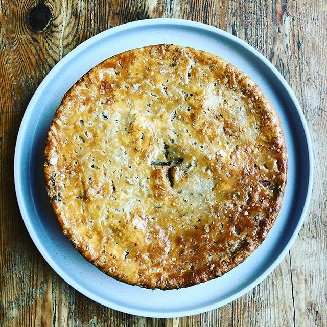 With the legs, wings &amp; oyster which is left over from our fried chicken dish, we make this chicken and chanterelle pie, using the carcasses to make the base sauce for it also. With thyme and suet pastry. #pie #bristol #pub #food ift.tt/36XTKQv #thevictoriapark