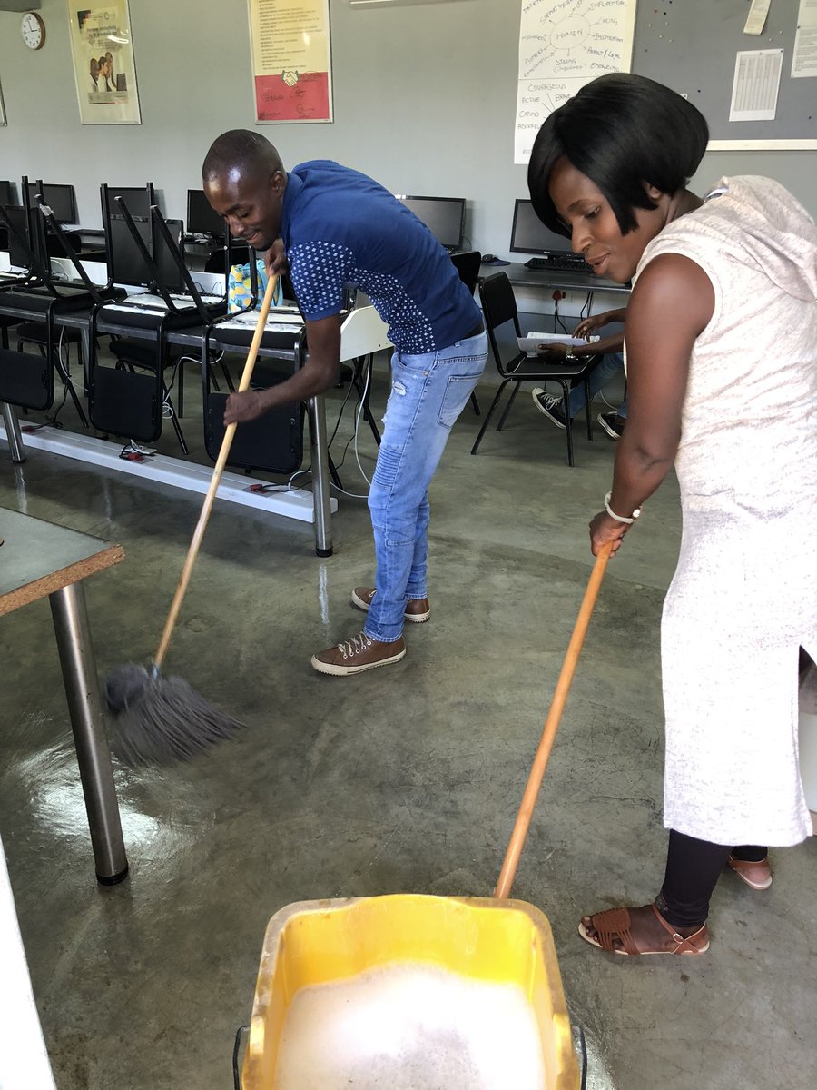 HazyviewDLC's tweet photo. The #BridgingAcademy team got down and dirty this afternoon after mounting the rules and regulations and the facilitator pleaded on the wall. Well done team. Keep up The Good Work 👏🏿👏🏿 @GwfOnline https://t.co/mWvOXmA0er