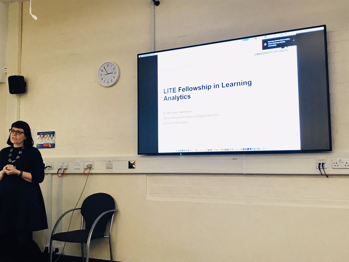 iamKirstenT's tweet photo. Up next we have @leedsteaching’s @bronswinnerton talking about her LITE Fellowship in Learning Analytics #WRLTF #UoLTEL #LeedsTeaching #LearnerAnalytics #DigitalUniLeeds https://t.co/htmOunbGIv