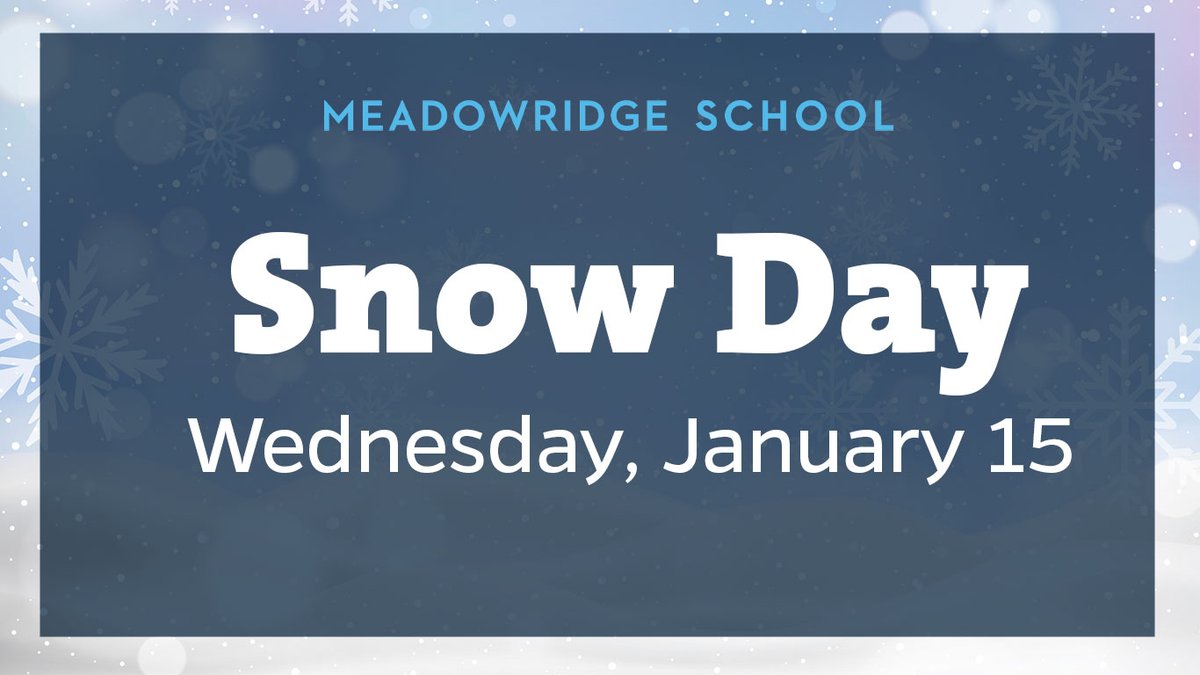 It's a snow day! Due to snowfall throughout the night and into the morning classes are canceled and the school is closed for Wednesday, January 15. 

Stay safe and warm.