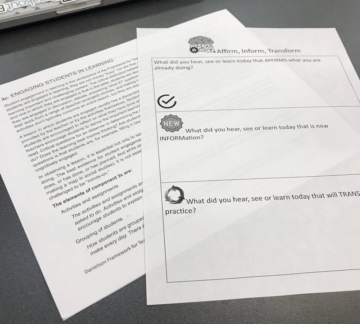 theblendEDlib's tweet image. Exploring #DanielsonFramework Domain 3c: Engaging Student in Learning during today’s PD. Great connection to @MeehanEDU’s #EDrenalineRush book study!