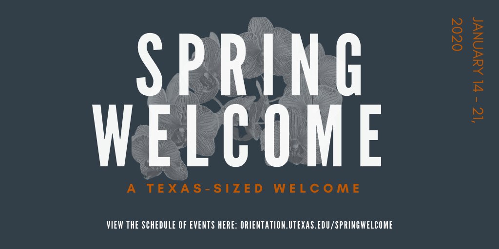 UTorientation's tweet photo. Don't forget #SpringWelcome continues! View all Spring Welcome events here: https://t.co/UV4nEHB2rB. #LonghornStateofMind #UTOrientation https://t.co/in9KSqIUVv