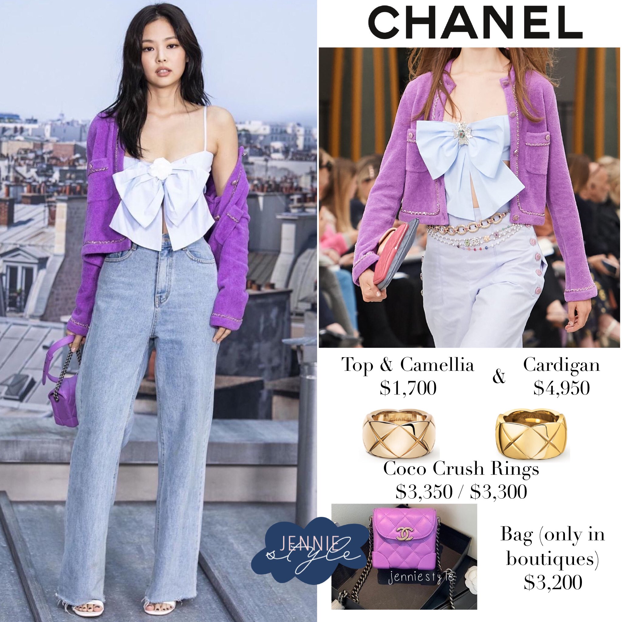 jennie chanel bag purple