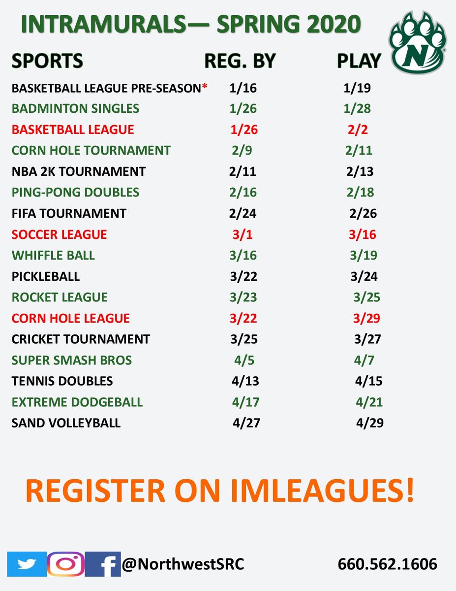 ‼️WELCOME BACK‼️ 
Retweet this tweet and follow our account to have a chance to win a gift card &amp; a Campus Rec t-shirt. Don’t forget to register for our spring intramurals.