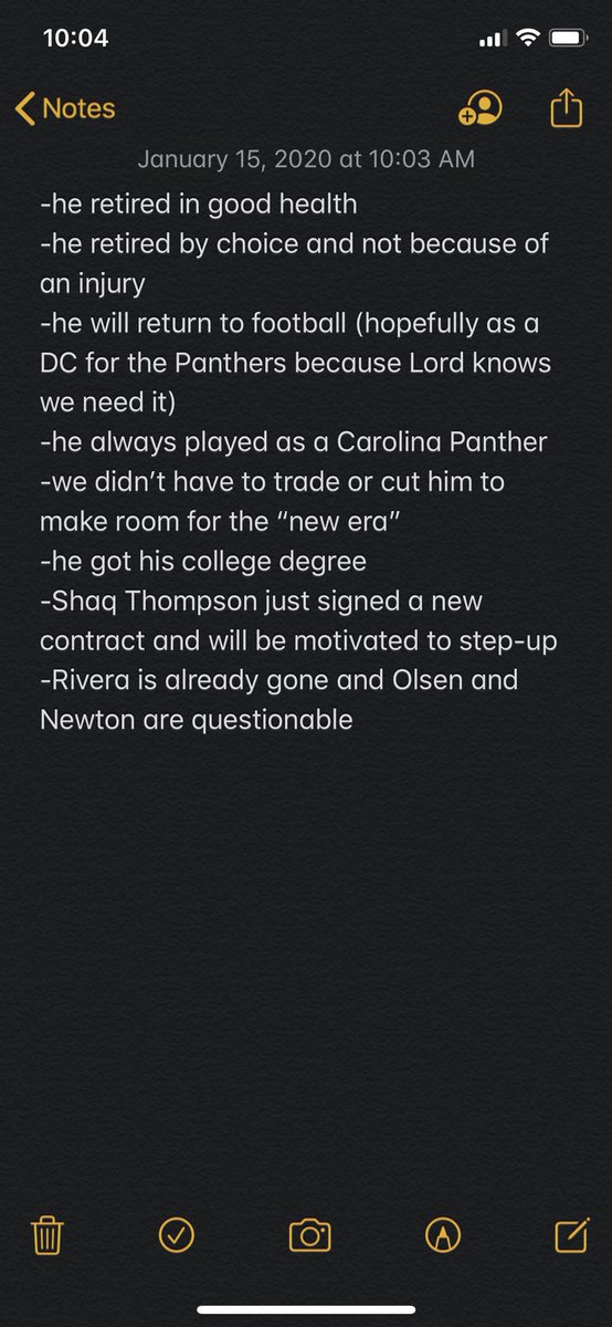 econroy99's tweet photo. In order to help the @Panthers fans who are still coping with the retirement of Luke Kuechly, I made a list of all positives that come out of him retiring now: https://t.co/JRec6js0cl