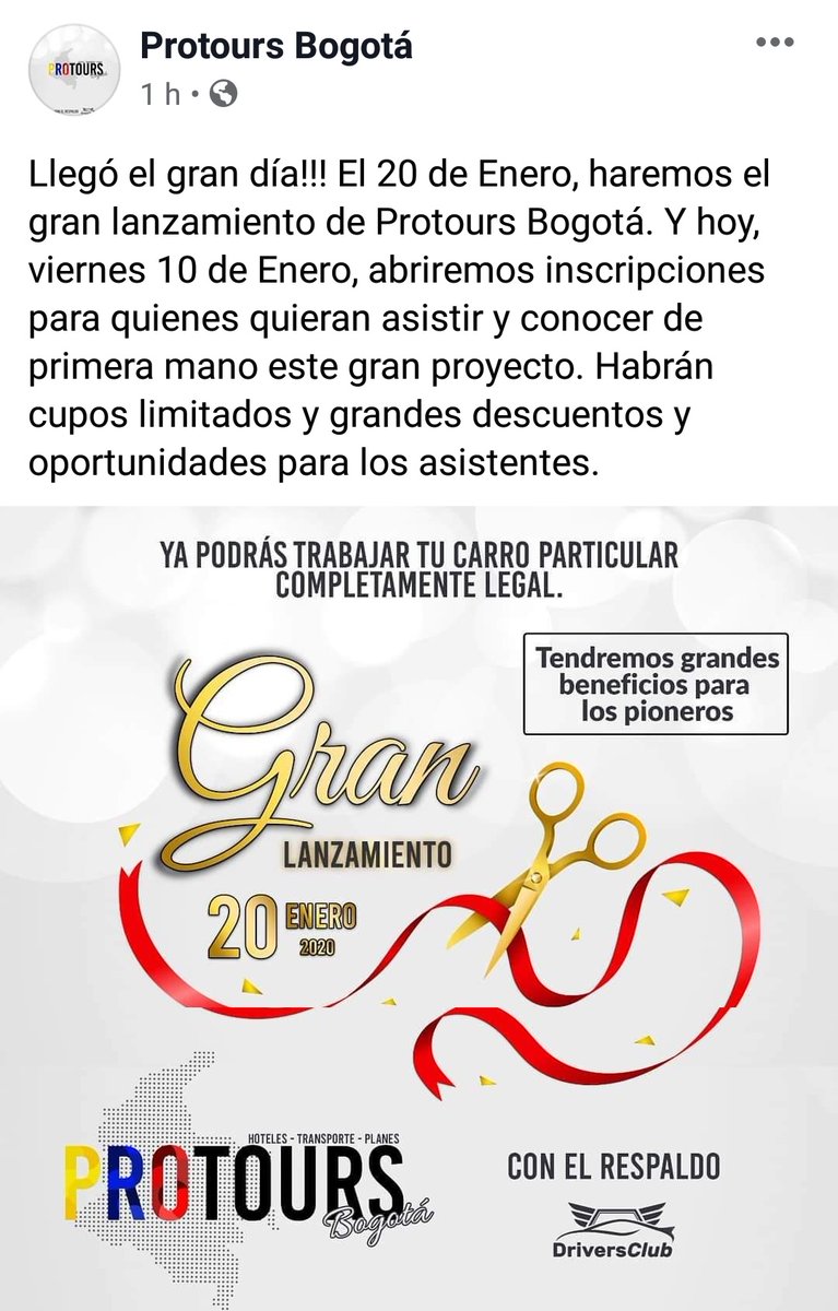 BogotaDrivers's tweet photo. Les recordamos Gran lanzamiento de #ProtoursBogota
#DriversClubBogota #20DeEnero
Los esperamos... https://t.co/i0S4uCQ8hF