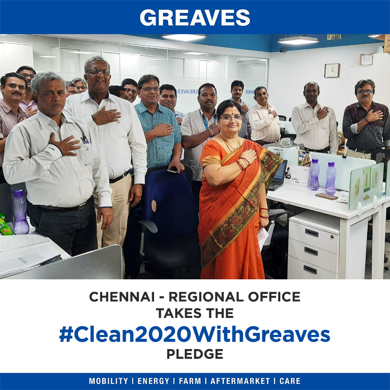 GreavesCottonIN's tweet photo. Pledge Now! Here are our beloved employees from Chennai’s Regional Office taking the #Clean2020WithGreaves pledge. Click a selfie of yourself taking the pledge and tell us what you’re pledging for via DM! Best entries stand a chance to win exciting goodies!
#MissionClean2020 https://t.co/4gT3okMYFx