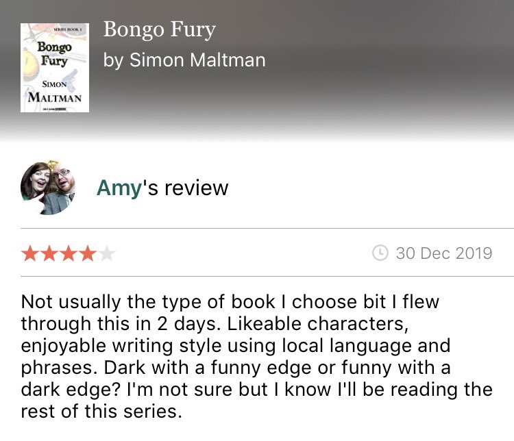 ✍️A nice new review up for @simonmaltman ‘s Bongo Fury- you can get the novellas for 99p each or the collection for £1.99. The paperback collection is also on offer for £6.99!

#booknews #bookoffer #99pbook #KindleUnlimited #kindledeals