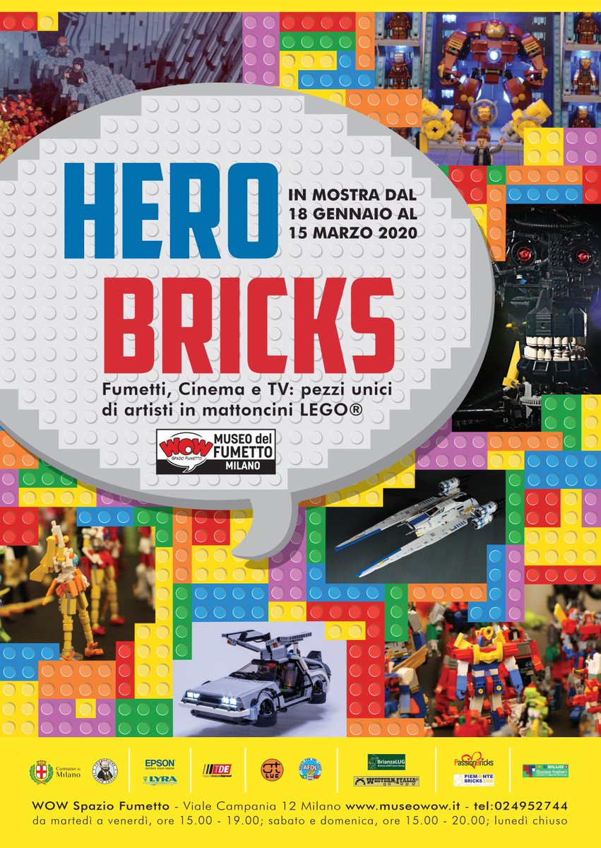 UpTv_ita's tweet photo. #HeroBricks Fumetti, cinema e TV dal #18gennaio allo Spazio Fumetto di Milano la mostra dei #LEGO con oltre 50 pezzi unici d'artista visitabile fino al 15 marzo @museoWOW  #WOWSpazioFumetto https://t.co/eCdTe4aT7f