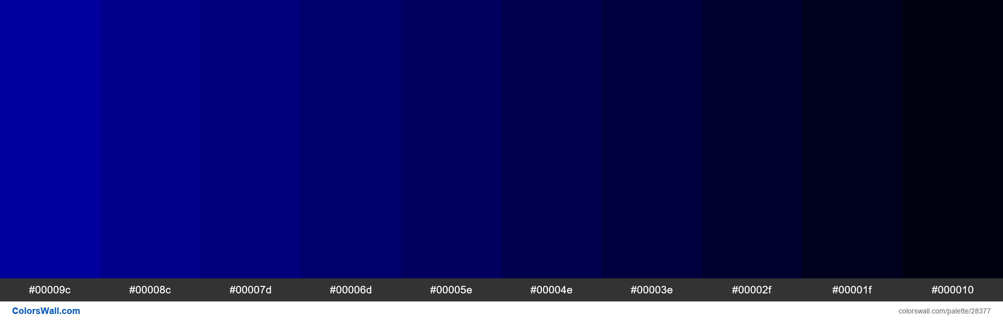 colorswall on X: Shades of New Midnight Blue color #00009C hex #00009c,  #00008c, #00007d, #00006d, #00005e, #00004e, #00003e, #00002f, #00001f,  #000010 #colors #palette   /  X