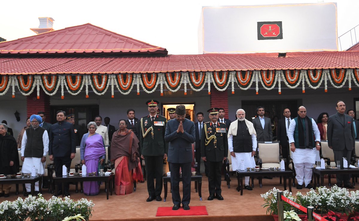 narendramodi's tweet photo. Today, on Army Day, attended the ‘At Home’ reception hosted by the Chief of Army Staff. https://t.co/wjtXHB1aPV