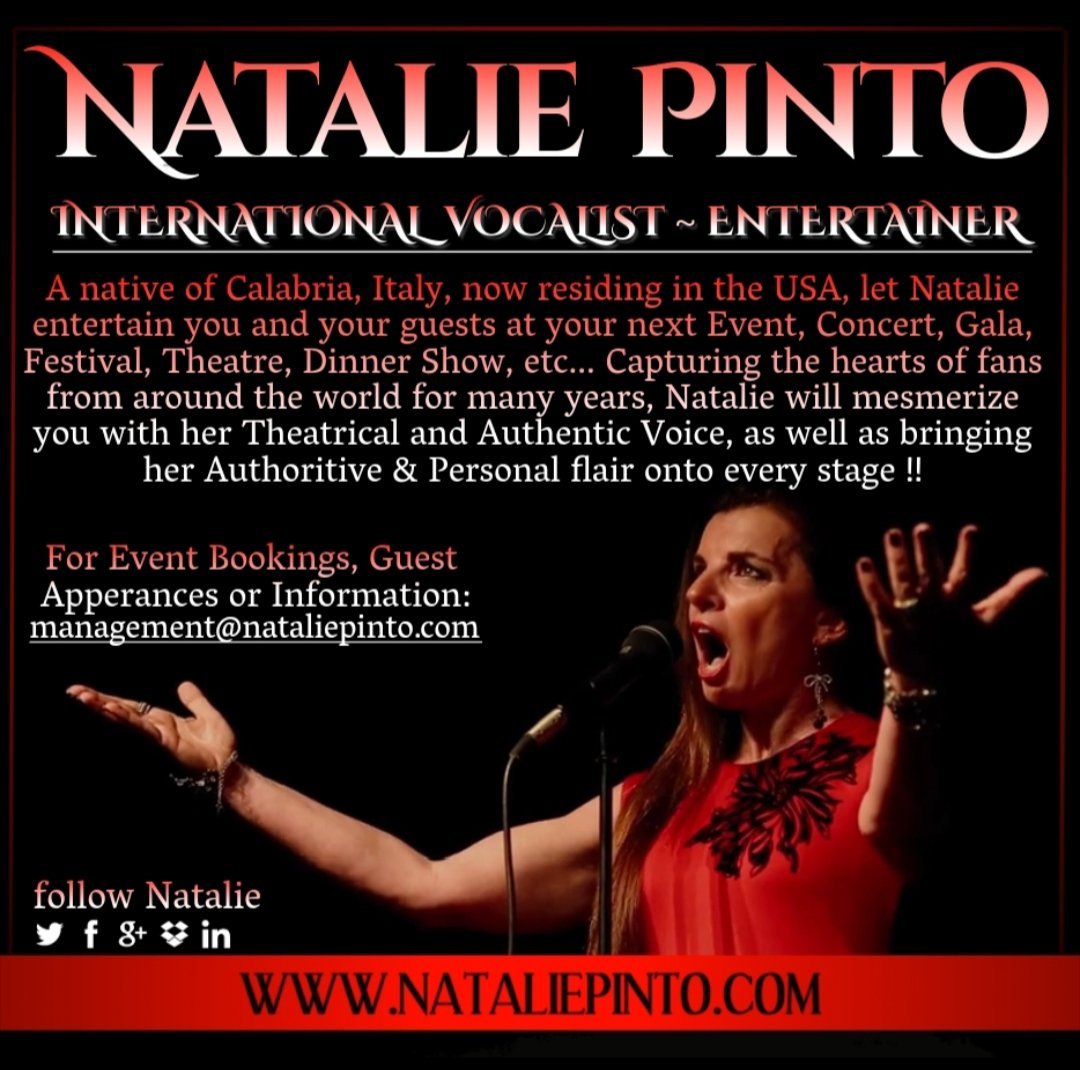 Hello/Ciao friends. Happy New Year !! Looking forward to seeing you in 2020.
Much love, Natalie 🎶
Check out my Promo Video &amp; Website:
vimeo.com/289279411
nataliepinto.com