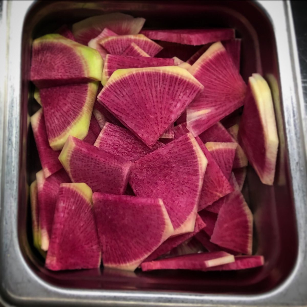 The January #crunchofthemonth is on the salad bar today at West Middle School! Beautiful watermelon radishes from our local partner, @thegoodacremn ! #schoollunch #112foodies <a href="/Weststarcenter/">CMSW</a>