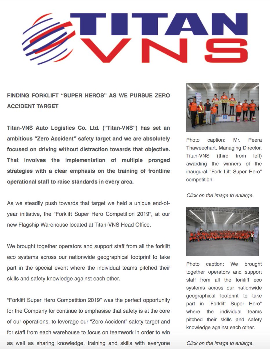 TitanVNS's tweet photo. PRESS RELEASE: “FINDING FORKLIFT ‘SUPER HEROS’ AS WE PURSUE ZERO ACCIDENT TARGET”

Read the news here: https://t.co/Zv8cQDyeQ0

#SupplyChain #Logistics #ZeroAccident #ForkliftSuperhero https://t.co/lj4n93i5D8