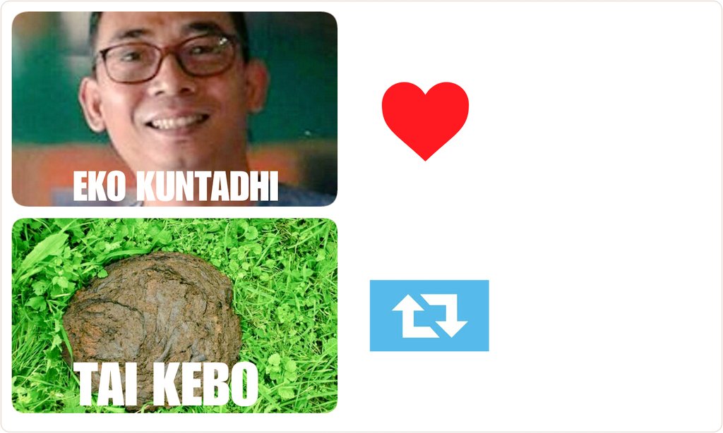 Selamat malam Mantemans 🙏 
Singkat Bermakna.. 😊

Poling seru and serius ne guys 😁
"Bermanfaat mana,
di antara dua benda ini, ya guys 

Retwet   ( tai kebo.) 

Like     ( Eko Kuntadhi ) 

Cc.  Ke siapa ya? 😂