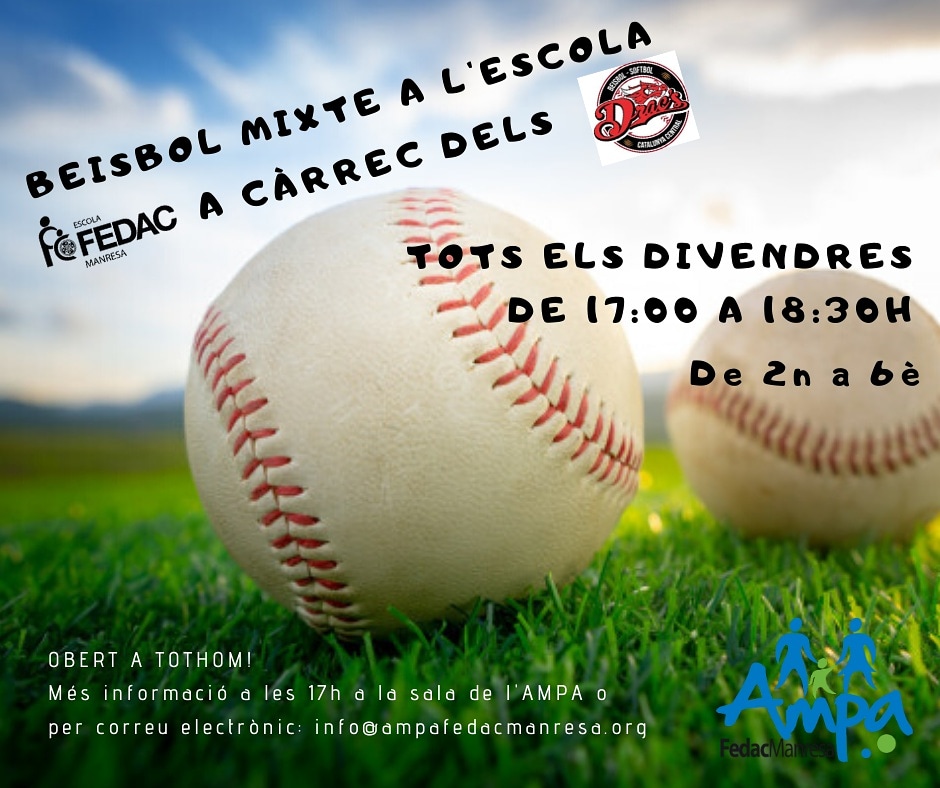 ampafedacmns's tweet photo. Vine a fer beisbol a l'escola, tots els divendres de 17h a 18:30h https://t.co/RM84nCrEZh