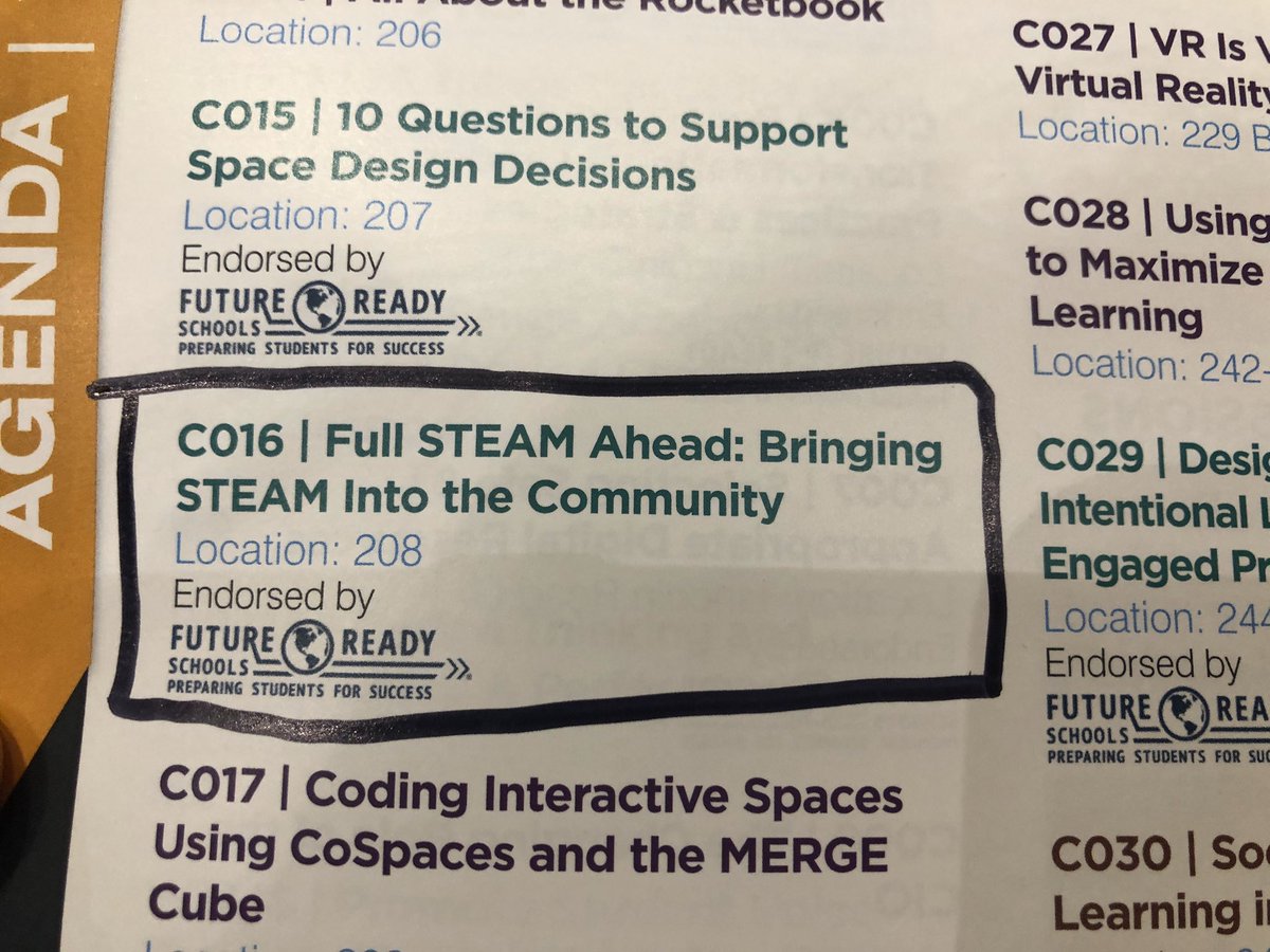 Are you at #FETC? Come see us at 1:00 in room 208! Learn how to bring STEAM into your community! #STEAM #MAKERED