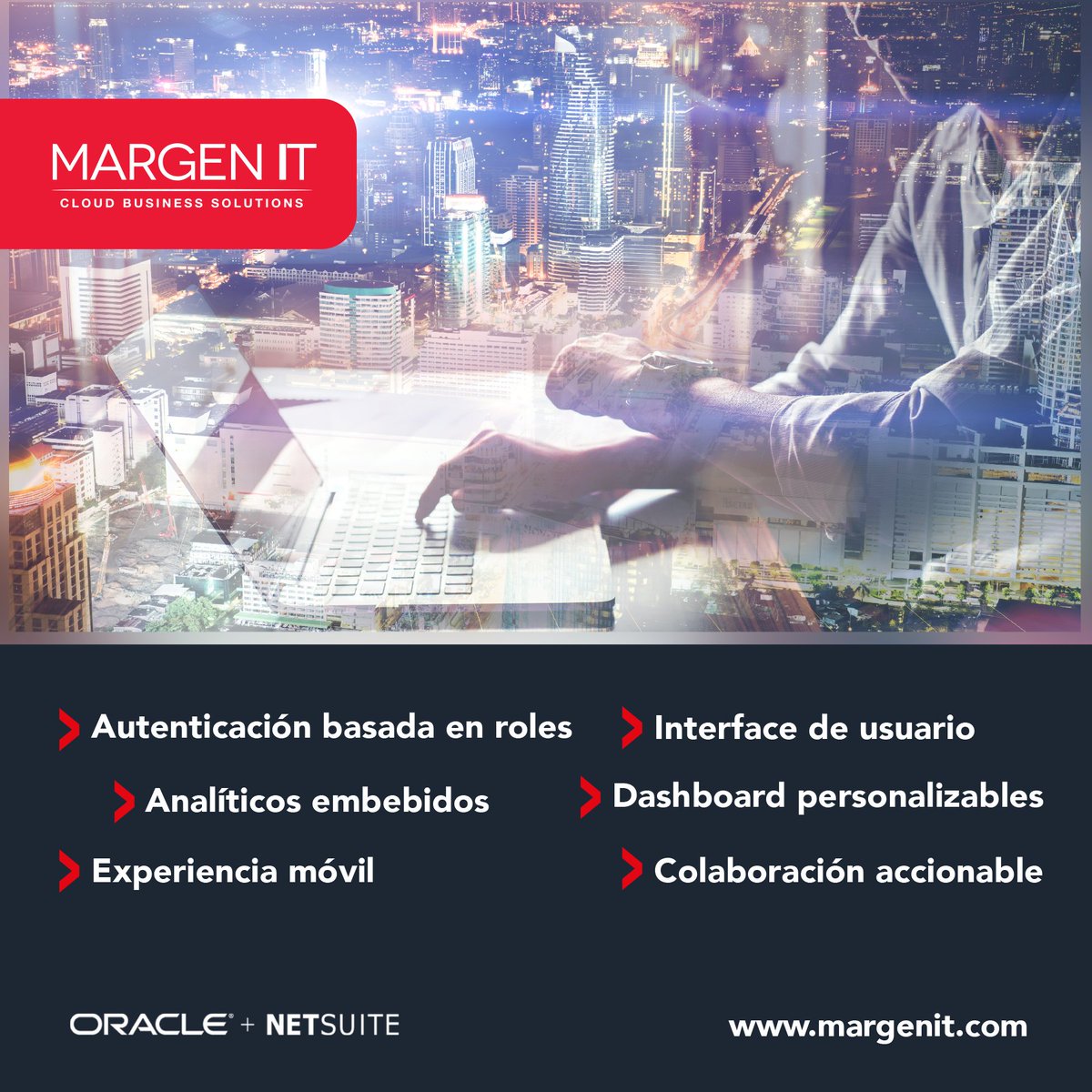 Margen_It's tweet photo. NetSuite ofrece una experiencia de usuario inigualable, entre sus principales beneficios podemos obtener:

https://t.co/hfVpfjoQu7
.
.
.
#MargenIT #ERP #CRM #NetSuite #Businesscloud #Oracle #OracleNetSuite https://t.co/npYmJv4PBm