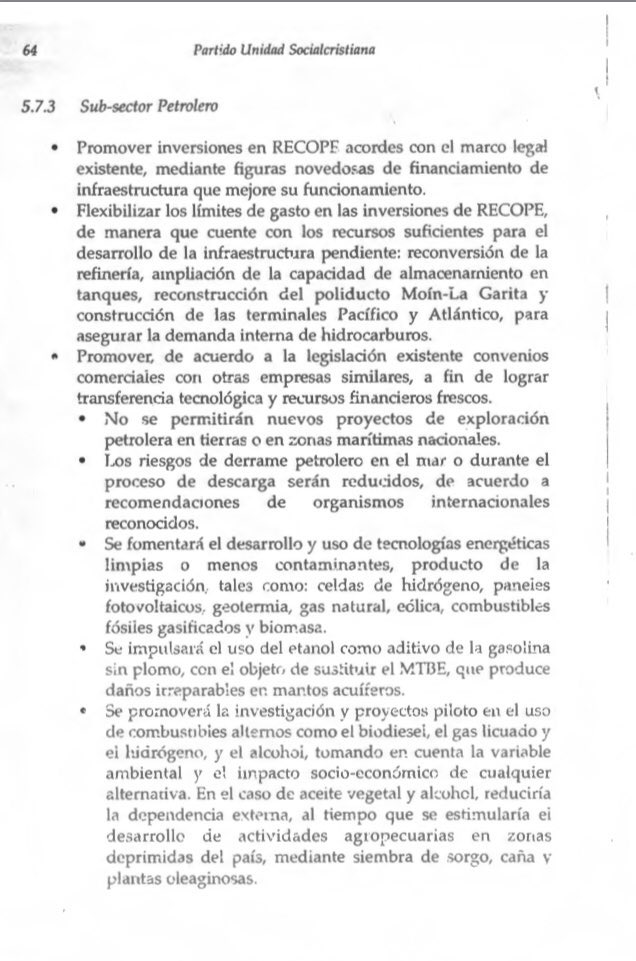 EdPolicyReview's tweet photo. El Partido Unidad Social Cristiana (PUSC), PROGRAMA DE GOBIERNO 2002 - 2006... y RECOPE, etanol, entre otros: 1/ https://t.co/RIJUeJsZR6