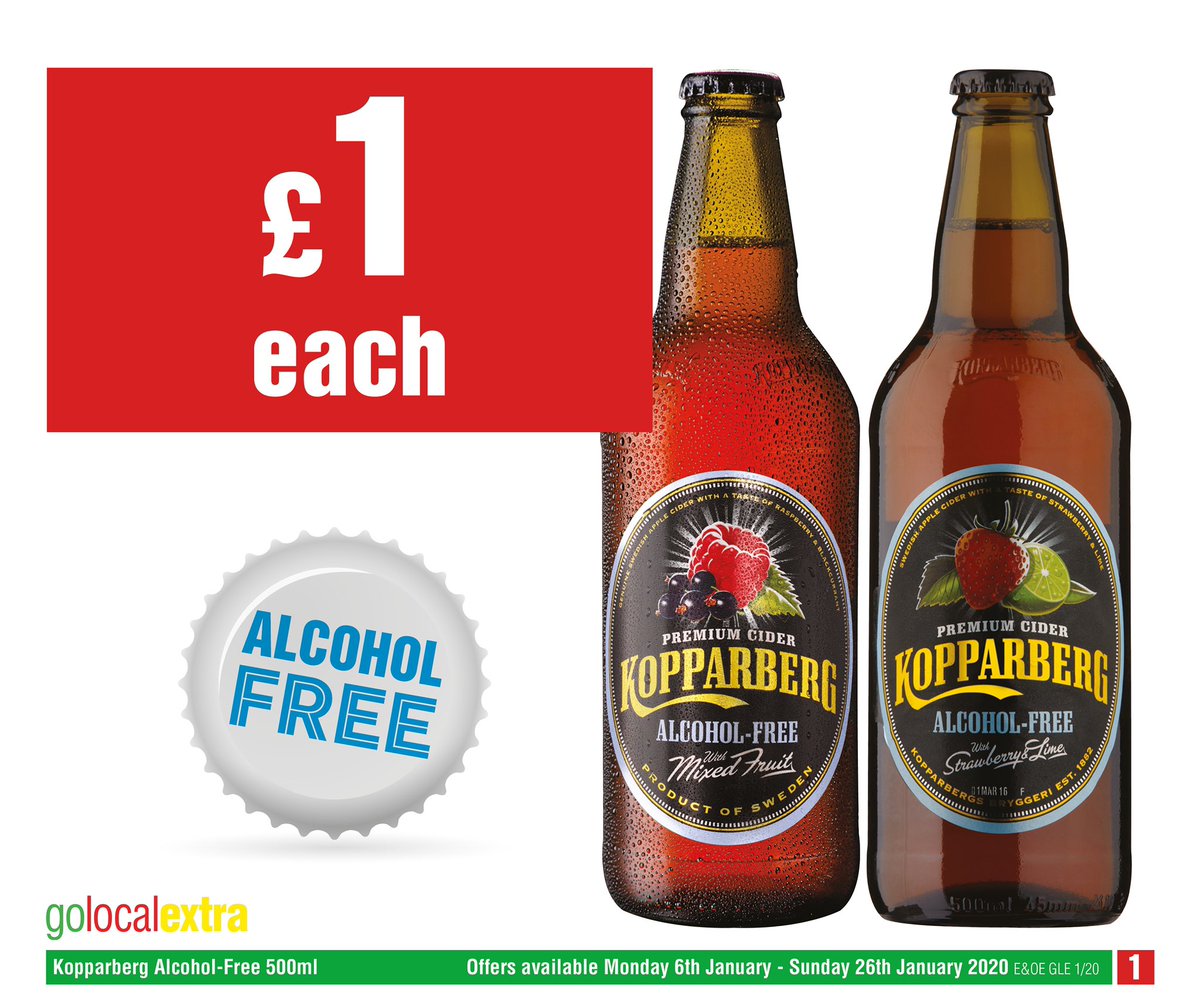 golocalextra's tweet photo. If you’re looking for alcohol-free drinks, this ones for you!

Kopparberg Alcohol-Free only £1 each!

#GoLocalExtra #DryJanuary #Kopparberg #MixedFruit #StrawberryLime #AlcoholFree https://t.co/q06XRiWlZS