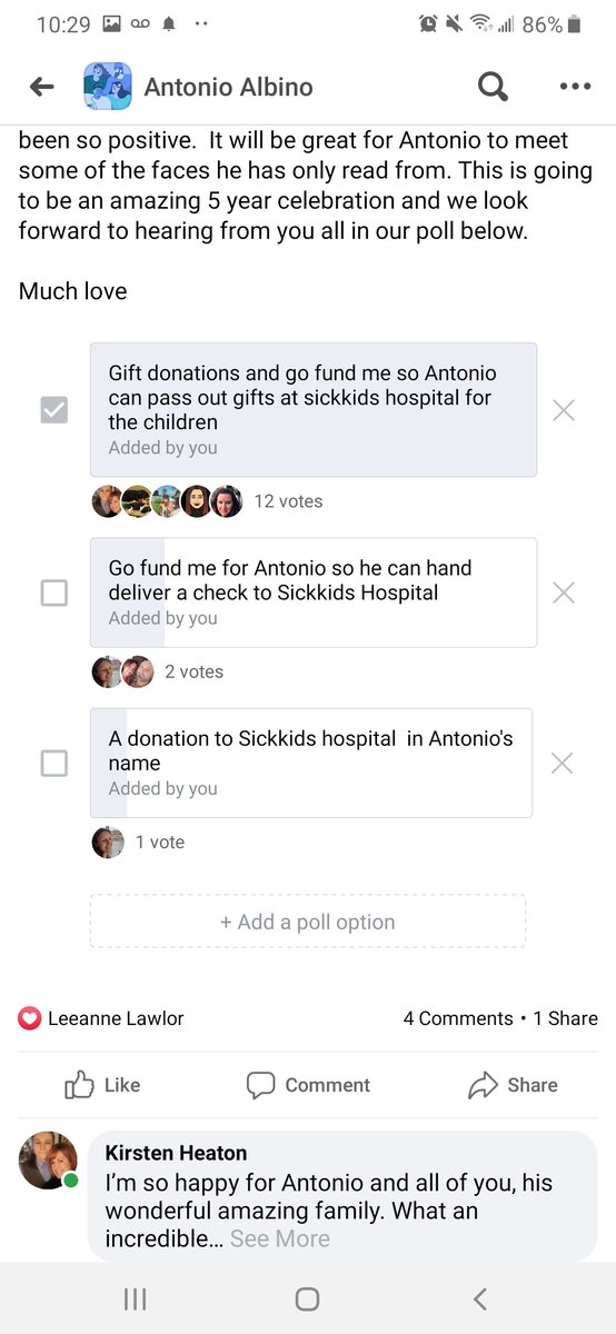 Hamiltonsnovaco's tweet photo. Antonio wishes to commemorate his 5 years cancer free milestone on March 24h 2020. He has came up with a couple pretty fantastic ideas. Please vote 

#sickkids #antonioaalbino #antoniogivesback #cancerfree #cancersucks #5years #blessed #motivation #vote #milestone #Toronto https://t.co/tjh6tiViNU
