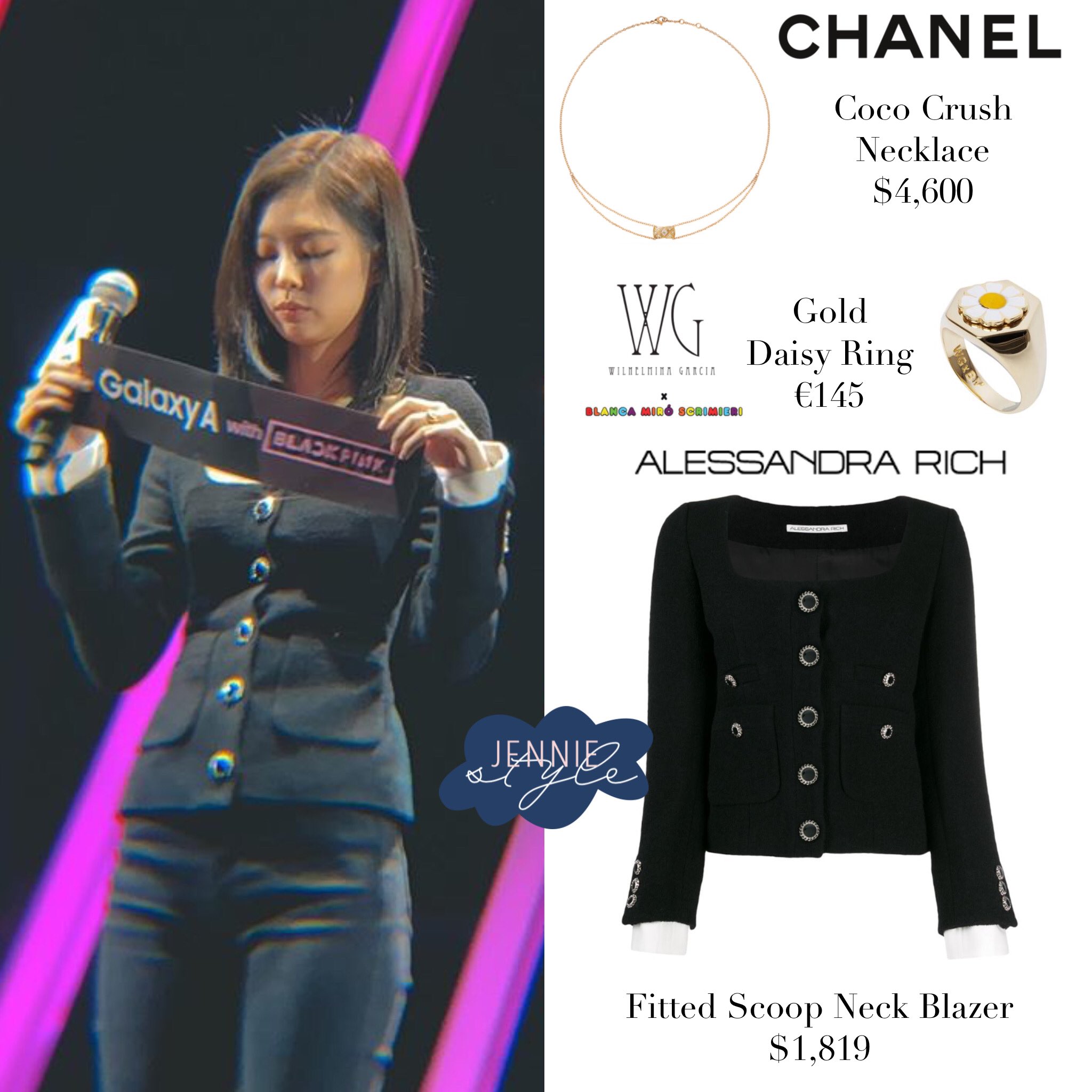 Jennie Style on X: #CHANELSpringSummer 2020 Collection Show 191001 CHANEL  Cruise 2019/20 Collection, Brooch $640, Rings $3,350 / $3,300  #JENNIEChanelWeek #jennie #jenniekim #blackpink⁠ #blackpinkfashion  #blackpinkstyle #jenniefashion #jenniestyl