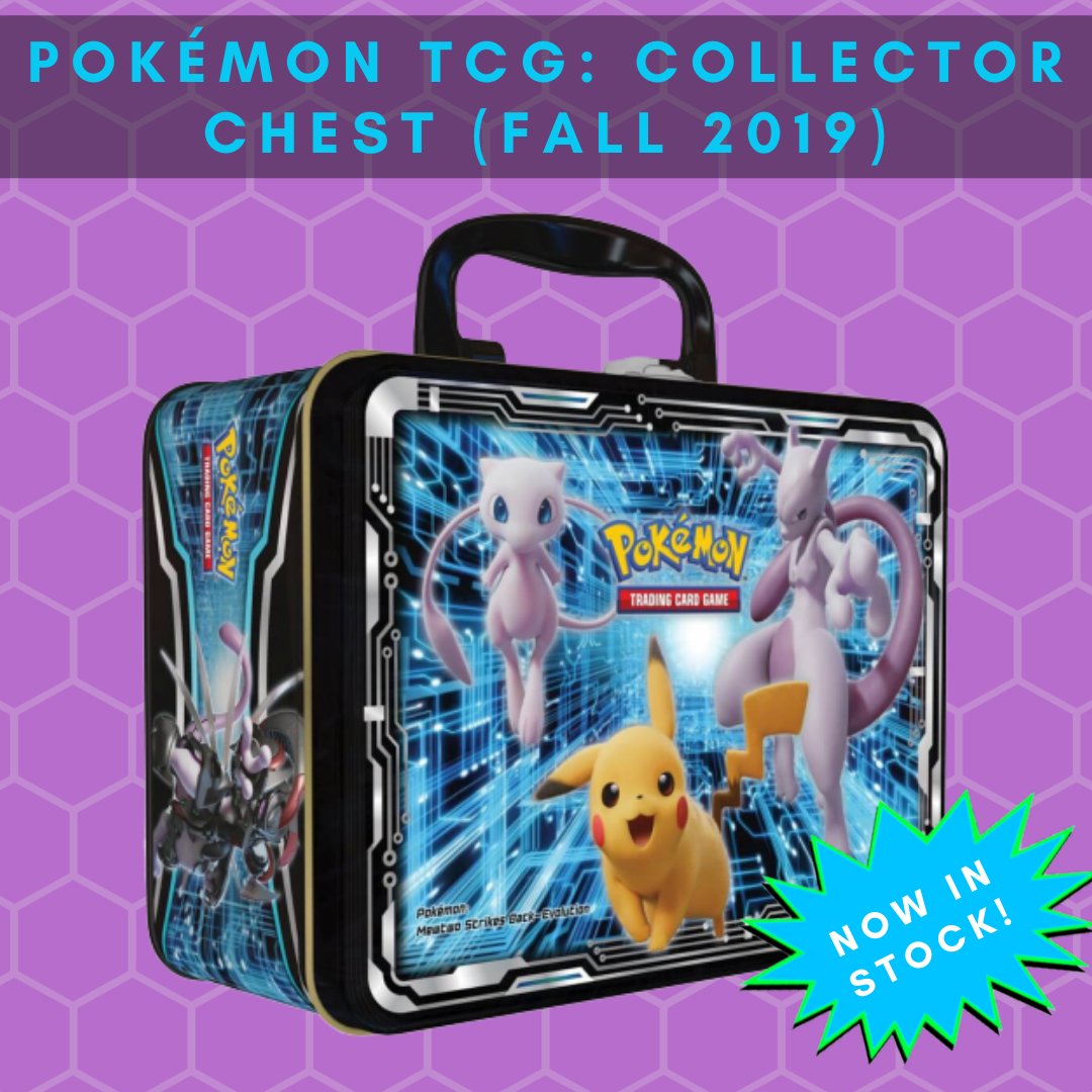 GalacticToyz's tweet photo. This collector's chest comes with three foil promo cards, five booster packs, mini portfolio, and #pokemon stationary!
Be sure to grab your #PokemonCollectorsChest today! Available here: https://t.co/rZQklPGwcE
#PokemonTCG #TCG #CollectorsChest #Pikachu #Mewtwo #Charizard https://t.co/iHnN12lGgQ