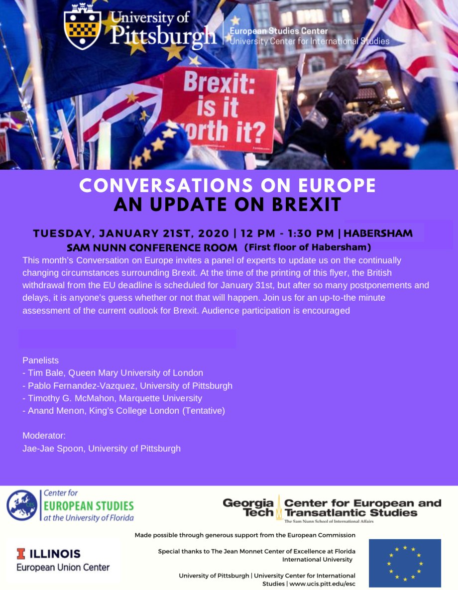CETS_GT's tweet photo. Join us Tuesday for the latest on Brexit! 12pm in the Sam Nunn Conference Room in Habersham. https://t.co/pQGpIkB5FQ