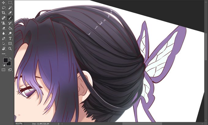 RhineさんがTwitterに投稿した胡蝶しのぶ(鬼滅の刃)のイラスト。