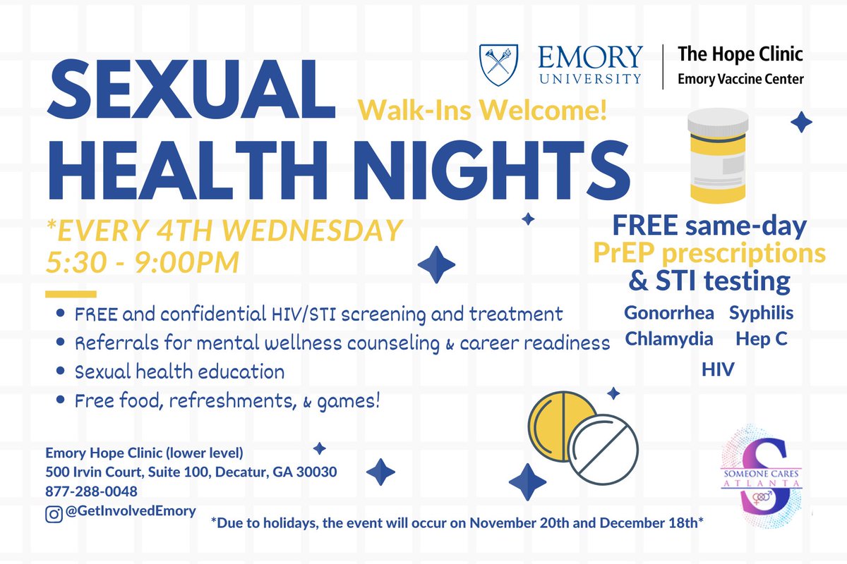 One week from today! Join us at The Hope Clinic for our Sexual Health Nights. No RSVP needed, just come on in next Wednesday between 5:30 and 9:00 pm!