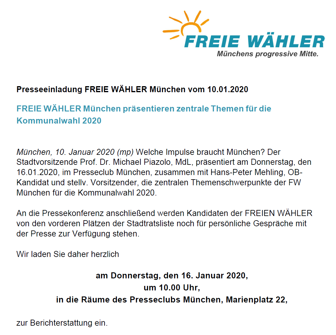 FWmuc's tweet photo. Morgen präsentieren wir im @PresseClub_MUC unsere zentralen Themen für die #Kommunalwahl 2020. Gerne könnt ihr zu einem kurzen Gespräch mit unseren #Kandidaten vorbeikommen. 🧡
#FW #FWMuc #München #LebenswertesMünchen #PlanfürMünchen #muenchen https://t.co/Ma8PU42Fkz
