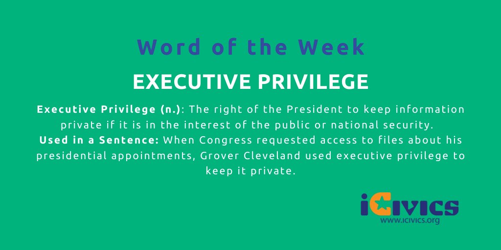 icivics's tweet image. Has this one come up in conversation with your students? Talk about what Executive Privilege means today.

#TeachingImpeaching #sschat #HSGovChat