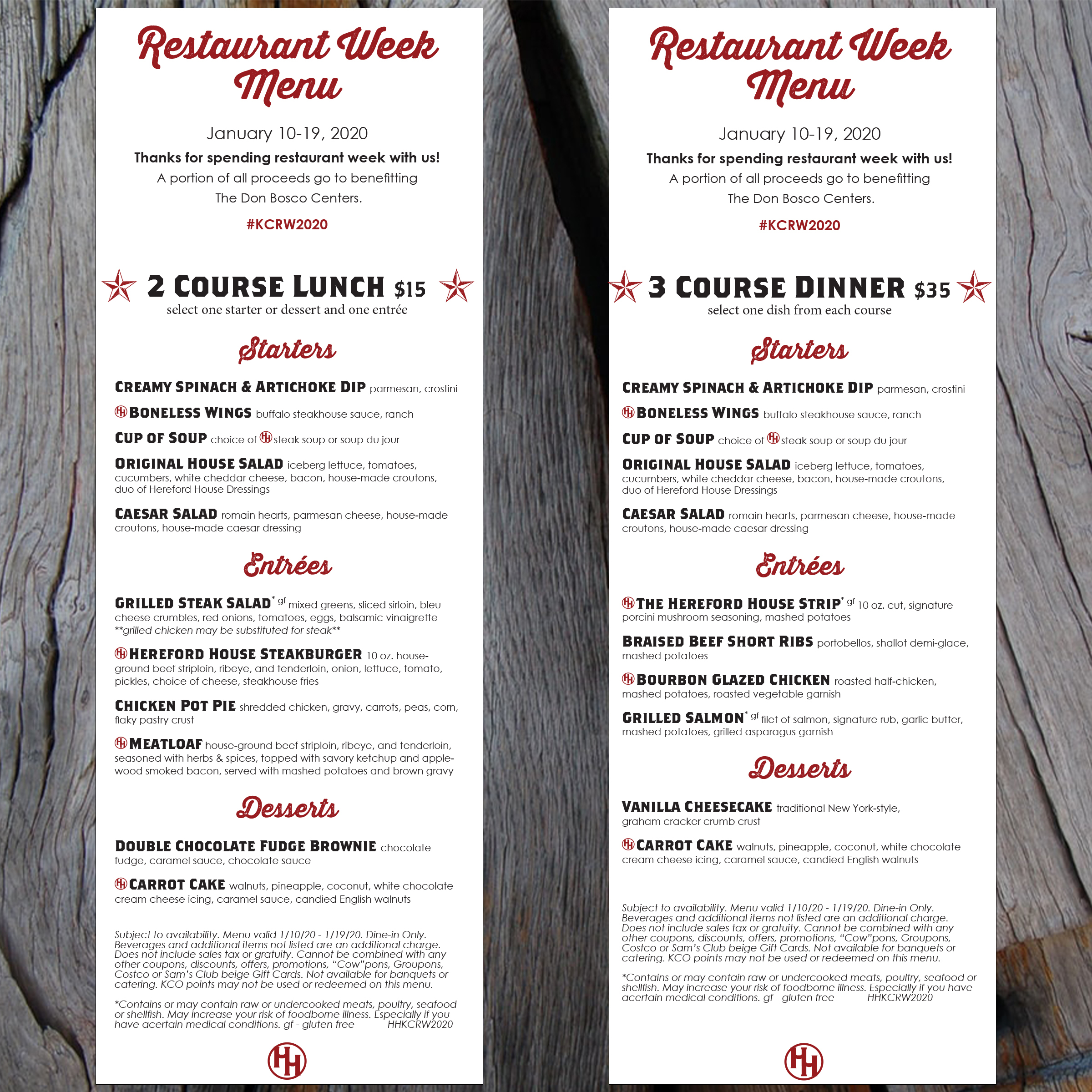 Hereford house menu deals