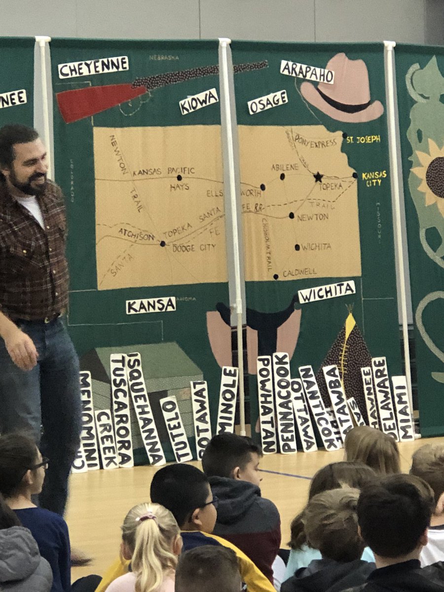 Great morning learning about Kansas History through <a href="/kcya/">KC Young Audiences</a> Kansas Cultural History-KS Settlers Band. <a href="/bvschools/">Blue Valley Schools</a> <a href="/LKELionsBV/">Lakewood Elementary</a>
