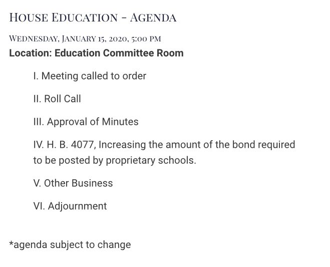 AGENDA- Jan 15th, 2020 5:00PM