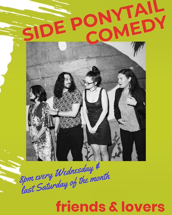 MurphGuideBK's tweet photo. Side Ponytail comedy show presented by @misstoiletslave, @emilymcwinter, @benwassertweet &amp; @juliashiplett 
every Wednesday 8pm at @FriendsLoversBk 
 https://t.co/gPGYFPXgxB https://t.co/9CMhRsdtIM