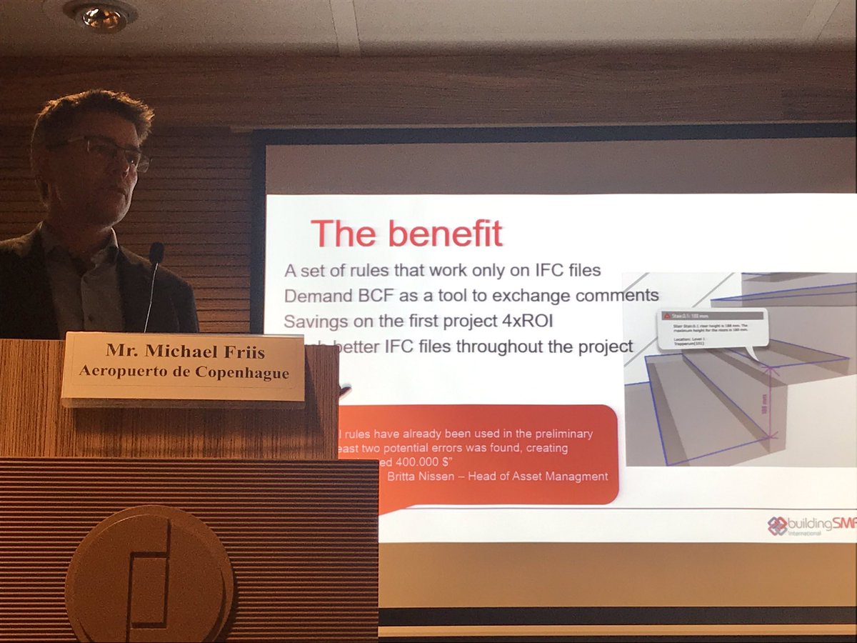 buildingSMARTsp's tweet photo. Michael Friis, del Aeropuerto de Copenhague (@CPHAirports) nos muestra el uso de #IFC para el Control de Calidad de sus proyectos en la Jornada de Estándares #BIM para #Infraestructuras @feriademadrid @bimexpo2020 @epowerbuilding #OpenBIM https://t.co/uhrQ4KQlxa