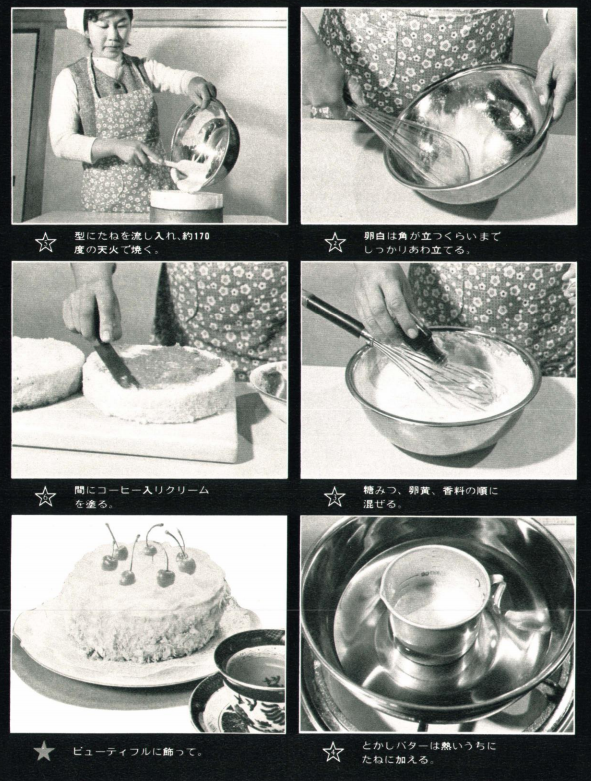 1972年のこのケーキの写真、「栄養と料理」にもサイケデリックの波が。
そして作り方の最後のことば「ビューティフルに飾って。」モーレツからビューティフルに。 