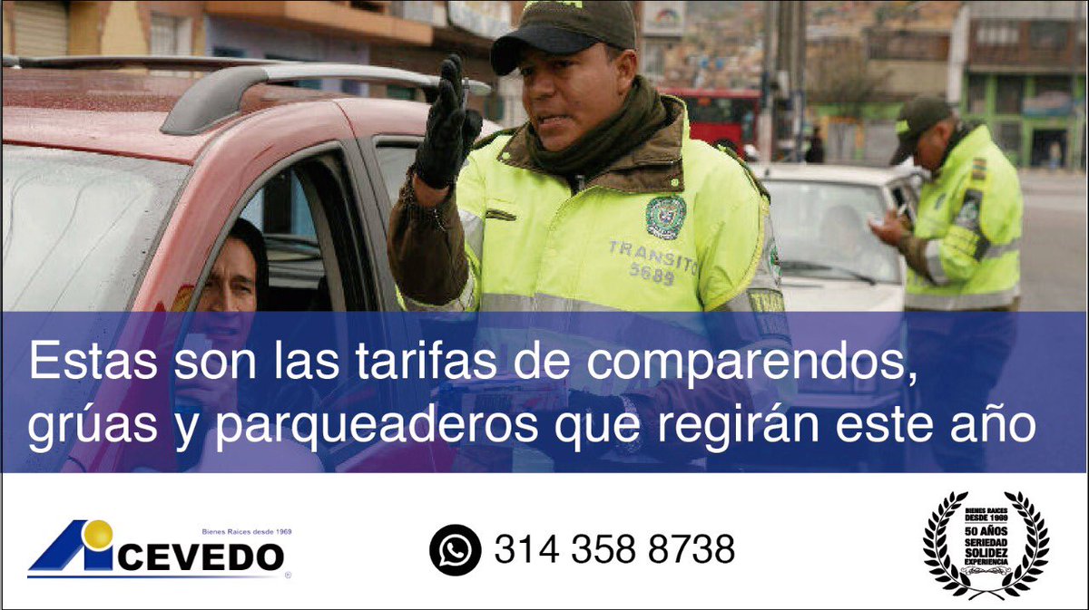ESTAS SON LAS TARIFAS DE COMPARENDOS, GRÚAS Y PARQUEADEROS QUE REGIRÁN ESTE AÑO.
blog.acevedoycia.com/2020/01/15/est…